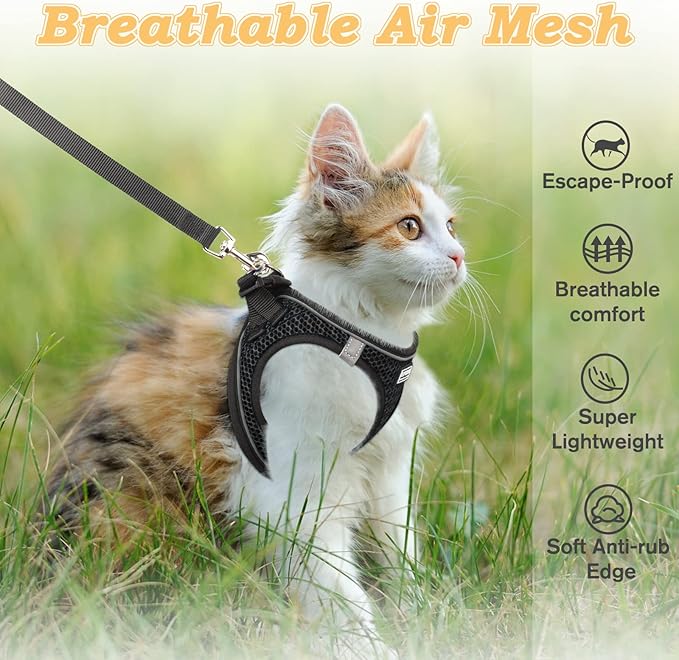 Cat Harness and Leash for Walking Escape Proof, Adjustable Kitten Vest Harness - Image 4