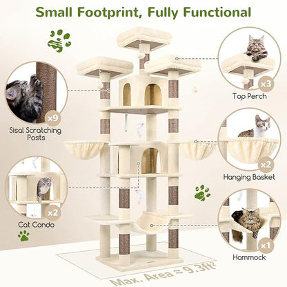 Globlazer Big Cat Tower for Indoor Cats, 80inch Cat Tower for Multiple Adult - Image 4