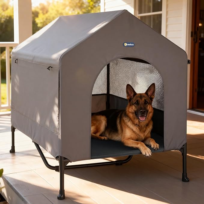 Veehoo 47" Dog House, 2-in-1 X-Large Dog House Outdoor Indoor Weatherproof by Veehoo