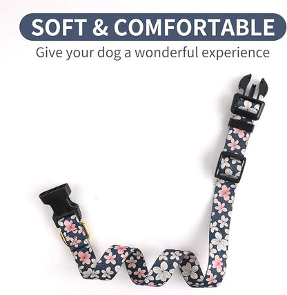 QQPETS Adjustable Soft Dog Collar: Print Flower Pink Multicolor Cute Patterns - Image 4