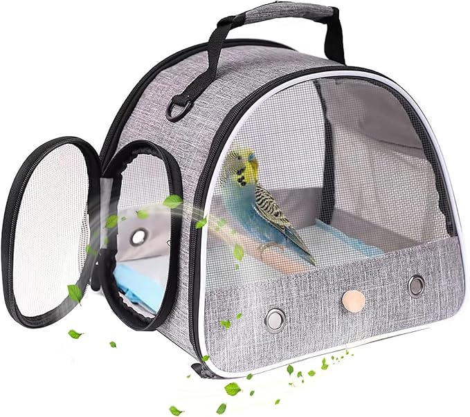 Small Bird Travel Carrier, Portable Mesh Vented Bird Carrier Cage by hereex