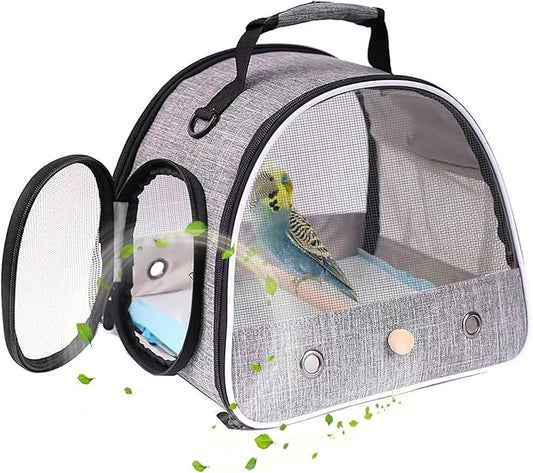 Small Bird Travel Carrier, Portable Mesh Vented Bird Carrier Cage by hereex