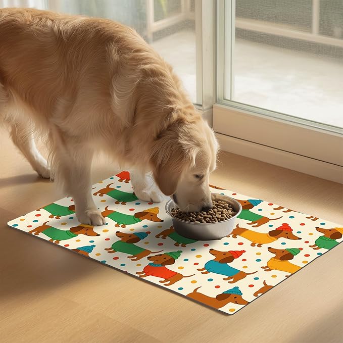 HOMETITUTE Dachshund Dogs Pet Food Mat Spill-Proof Pet Feeding Mat - Image 2