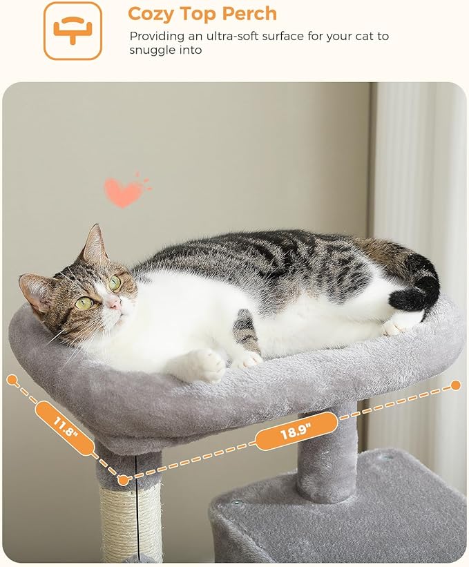 MUTTROS Cat Tree for Indoor Cats, 45.7" Multi-Level Cat Tower - Image 5