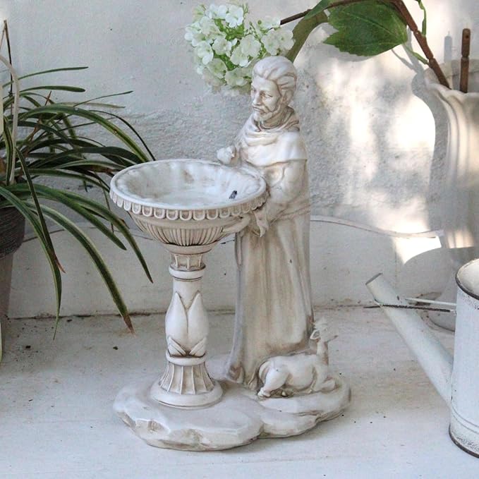 Sheaifun St Francis Garden Statue Outdoor Solar Garden Decor Resin 10.5 Inch - Image 2