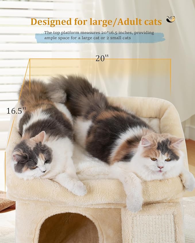 Aechonow Small Cat Tree Tower for Large Cat, Cat Bed House - Image 2