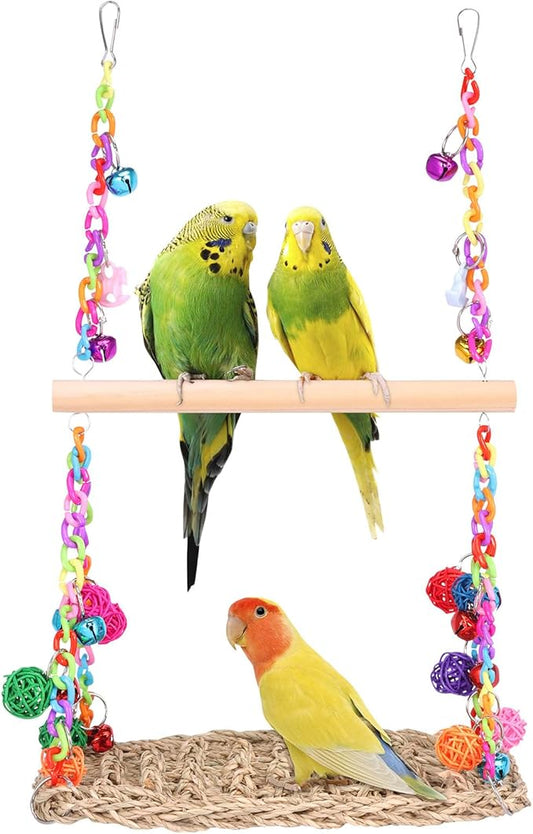 2 in 1 Bird Swing, Double Layer Bird Swing, Add Interest, Double Parrot Swings by Tcwhniev