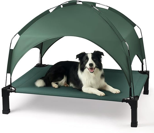 Heeyoo Elevated Dog Bed with Removable Canopy, Portable Dog Cot with Sun by Heeyoo