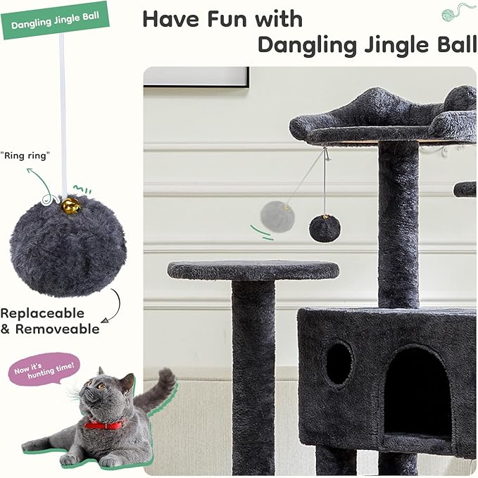 DUMOS 54-inch Indoor Cat Tree Tower –Multi-Level Pet House - Image 4