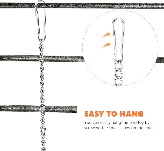 Wood Bird Swing 2pcs with Bell and Woven Ring Natural Wood Hanging - Image 3
