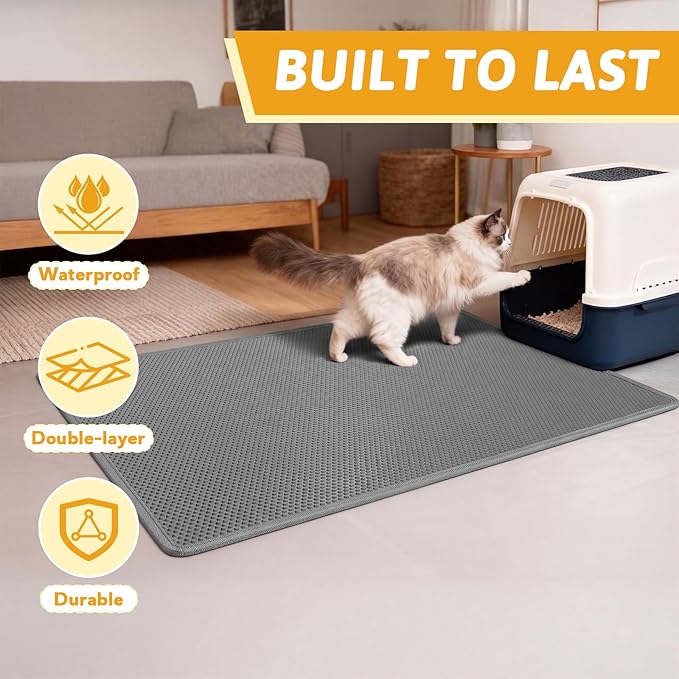 Pieviev Cat Litter Mat Double Layer Waterproof Urine Proof Trapping Mat 1 Pack) - Image 7