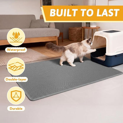 Pieviev Cat Litter Mat Double Layer Waterproof Urine Proof Trapping Mat 1 Pack) - Image 7