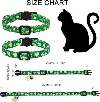 2 Pack St.Patrick's Day Kitten Collars, DOGWONG Cute Shamrock Breakaway Kitty - Image 4