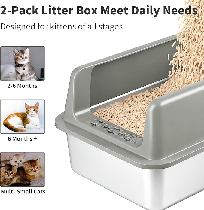 Kirecoo 2 Pack Stainless Steel Litter Box - Image 3
