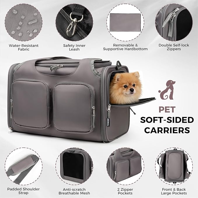 Dog, Cat Carrier for Pets Up to 12 Lbs, Airline Approved Collapsible Soft-Sided - Image 5