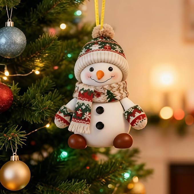 8 Pcs Christmas Snowman Ornaments 2D Acrylic Christmas Hanging Ornaments - Image 2
