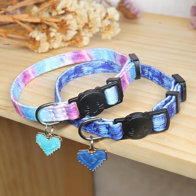 Cat Collar Breakaway, 2 Pack Cotton Kitten Collars - Image 4