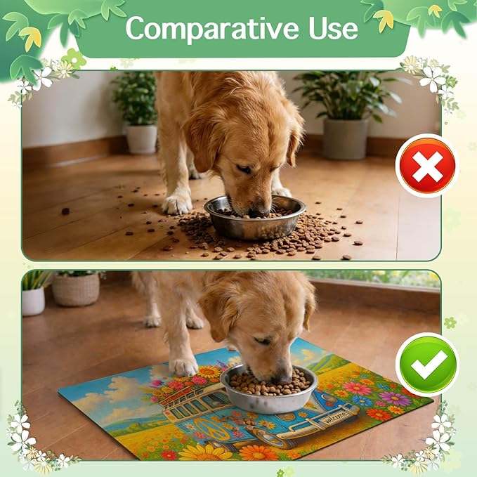 HOMETITUTE Cute Cat Feeding Mat 20" x 12", Non Slip Dog Cat Food Mat - Image 8