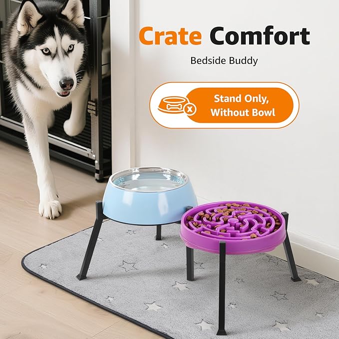 LOOBANI Double Dog Bowl Stand: 2-in-1 Elevated Food Water Bowl, Adjustable - Image 6