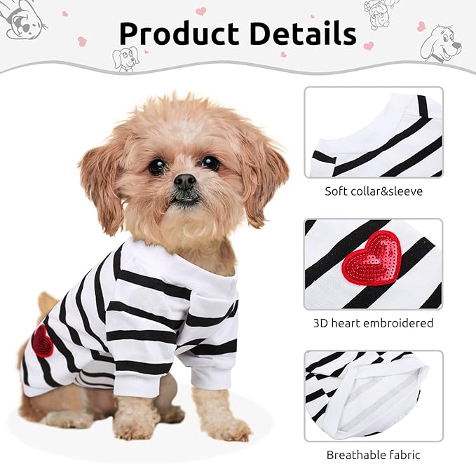 Pet Dog Striped T-Shirt Dogs Cats Cotton Vest Spring Summer Pet Apparel Tee - Image 2