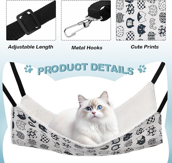 4 Pack Cat Hammock for Cage, Reversible Cat Hanging Hammock Soft Large Double - Image 3