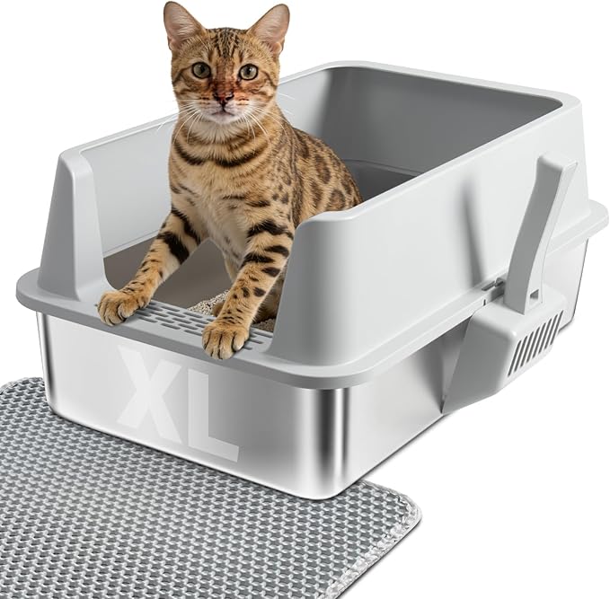 Stainless Steel Litter Box, XL Metal Cat Litter Box by Unknown