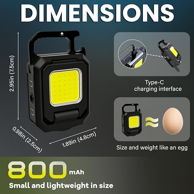 MAKDAK 4PC Cob Keychain Work Light EDC Rechargeable Foldable Keychain Flashlight - Image 6