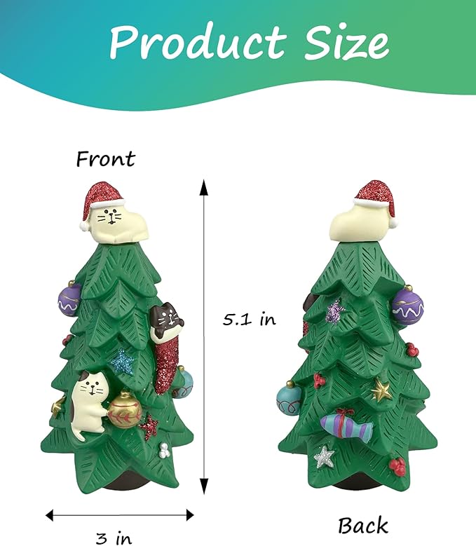 Refintural 5.1 Inch Resin Christmas Cat Tree - Image 2