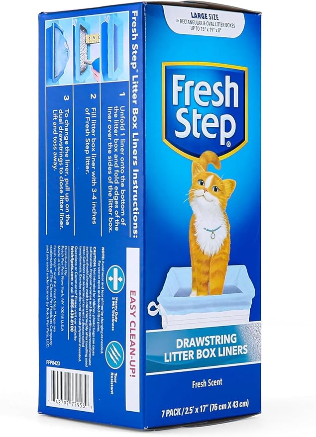 Fresh Step Drawstring Cat Litter Box Liners Scented Heavy Duty Large Oval - Image 3