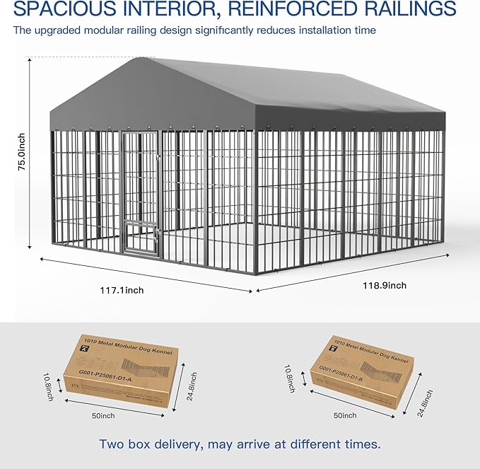 10X10X6.25 FT Large Outdoor Dog Kennel, Dogs Run Enclosure - Image 7
