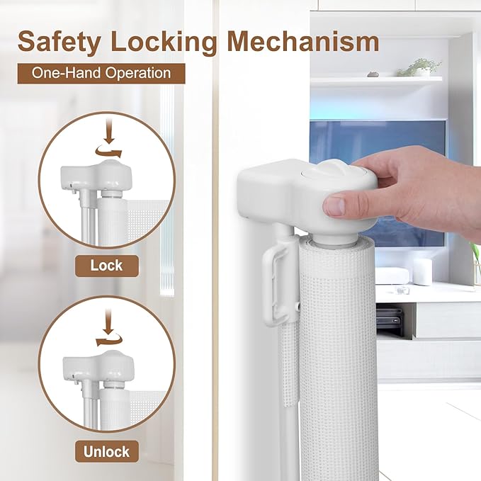 Miumoon 200 inch Retractable Baby Gates 37 inch Tall, Retractable Gate - Image 5