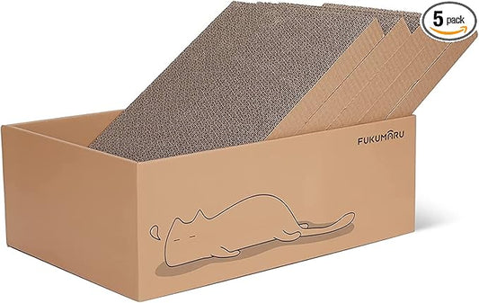 FUKUMARU 5 PCS Cat Scratching Boards, 11.4 Inch Width Ex-Large Cat Scratcher Box by FUKUMARU