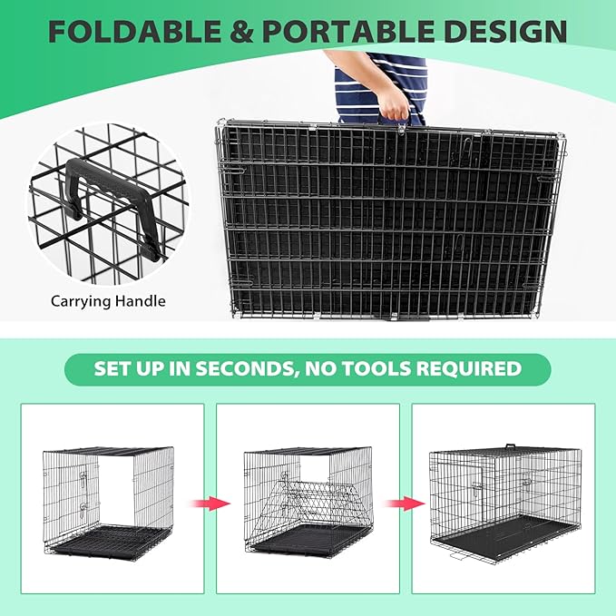 BestPet | Dog Crate | 24" | Black | Foldable Metal Kennel - Image 6