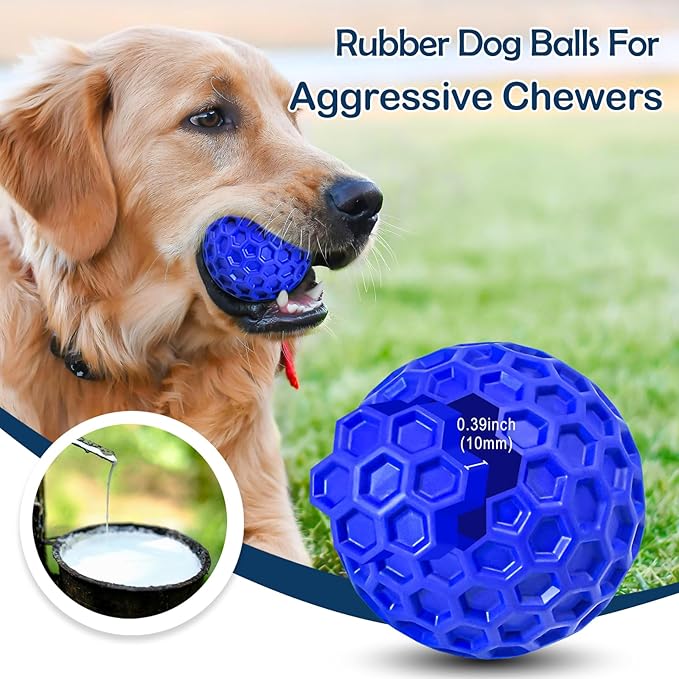 2 Pack Indestructible Squeaky Dog Balls, Cleans Teeth, Relieves Anxiety - Image 3
