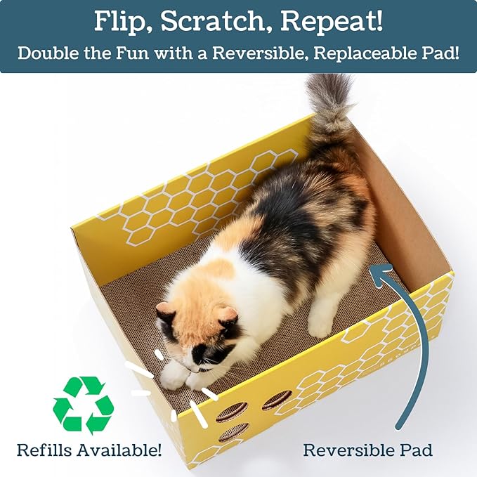 5609PETS Cat Scratching Box, Extra Large Refillable Double-Sided Scratch Pad - Image 3