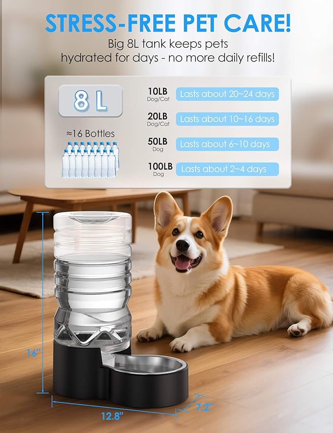 Heouvo 2.1 Gallon Automatic Dog Water Dispenser【Wide Mouth - Image 2