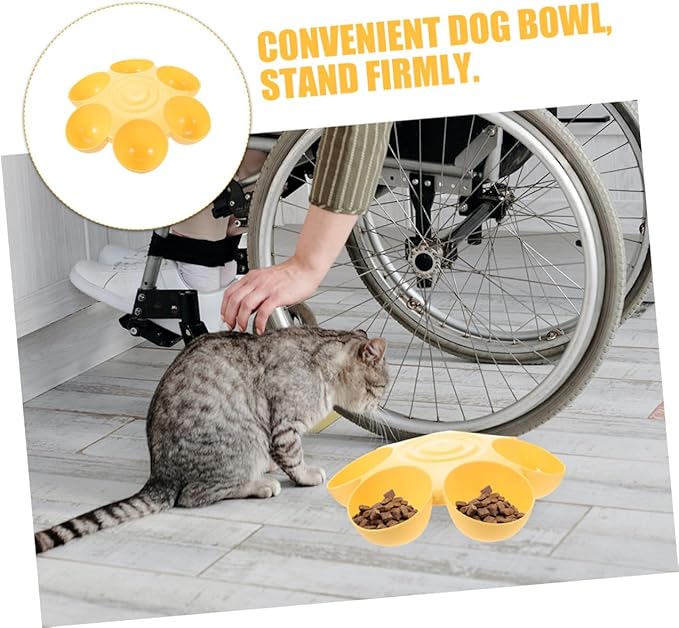 2pcs Flower Petal Shaped Pet Food Container and Water Bowl Set, Six-Compartment - Image 8