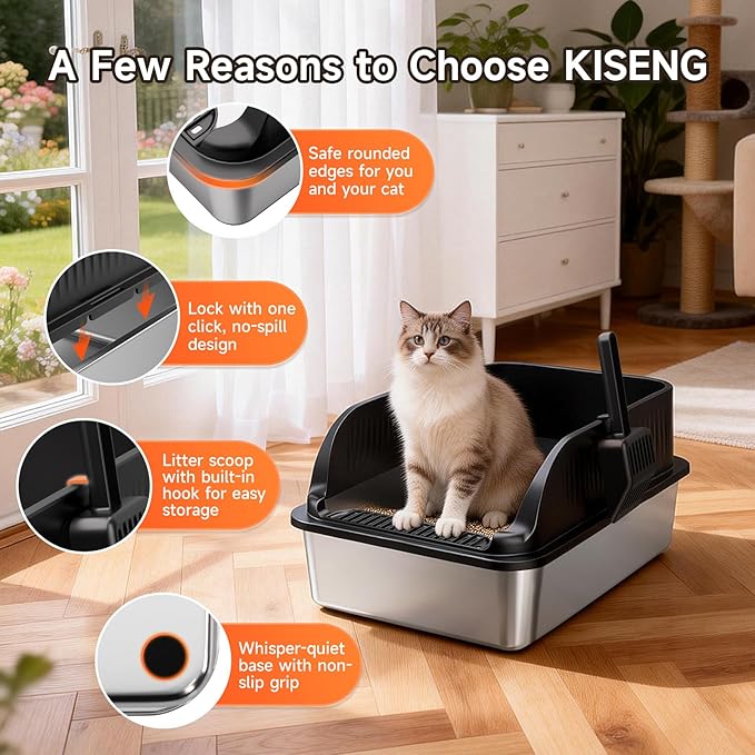 Stainless Steel Litter Box, XL Metal Litter Box - Image 7