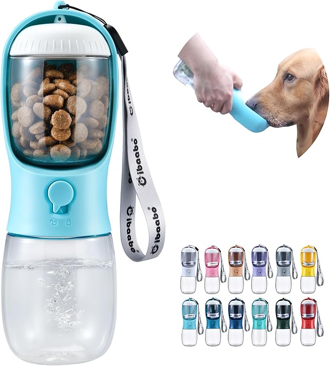 Cibaabo Dog Water Bottle with Food Container, Travel Puppy Water Bowl, Portable by Cibaabo