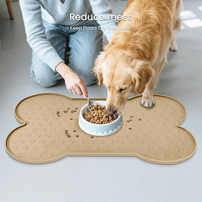 PWTAA Dog Food Mat Anti-Slip Silicone Dog Bowl Mat Thicker Pet Placemat - Image 8