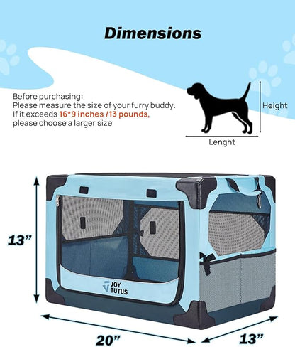 JOYTUTUS 20 Inch Collapsible Dog Crate, Steel Frame 8-Bar Foldable Soft Kennel - Image 2
