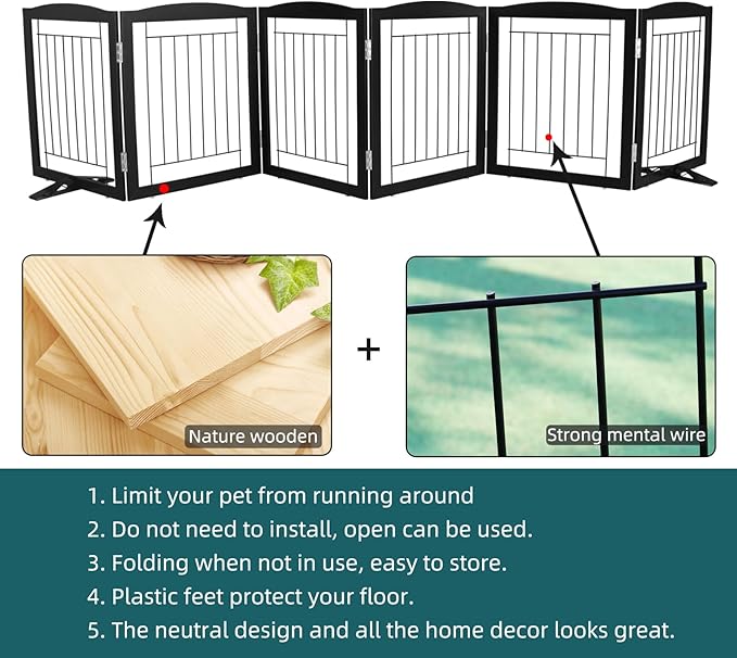ZJSF Freestanding Dog Fence Indoor, Foldable Dog Gate - Image 6