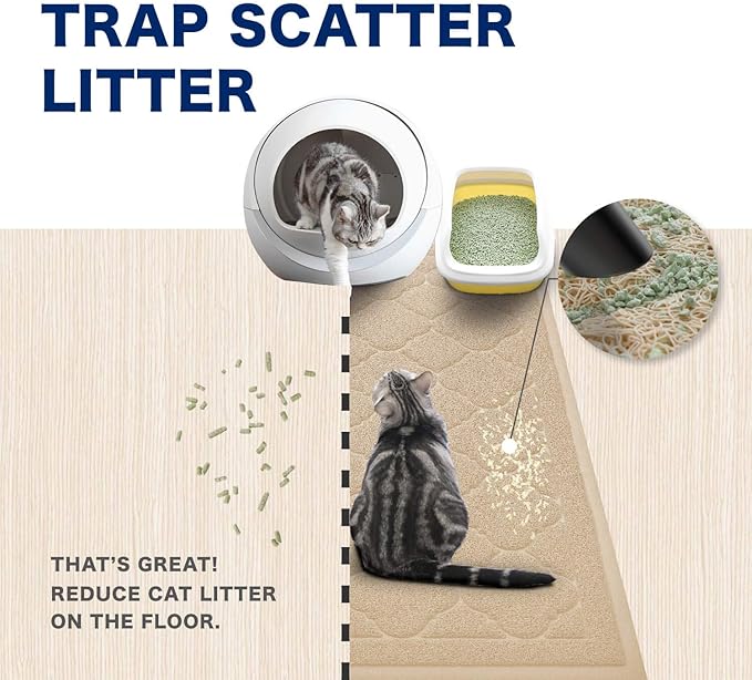 WePet Cat Litter Box Mat, Kitty Premium PVC Pad, Durable Trapping Rug, - Image 6