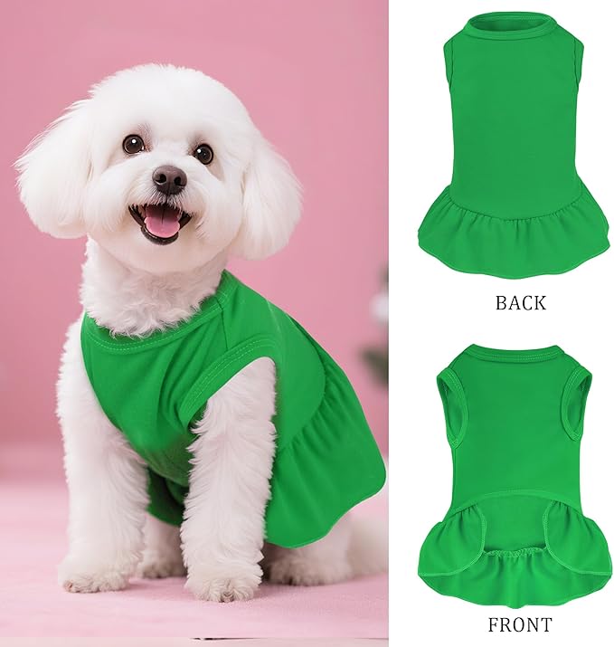 2 Pcs Dog Dresses Cat Skirt Solid Color Dog Clothes Summer Sleeveless Puppy - Image 2
