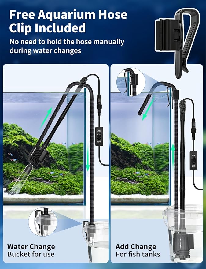 Gravel Vacuum for Aquarium, 6 in 1 Fish Tank Cleaner Tool Kit Electric Vacuum - Image 5