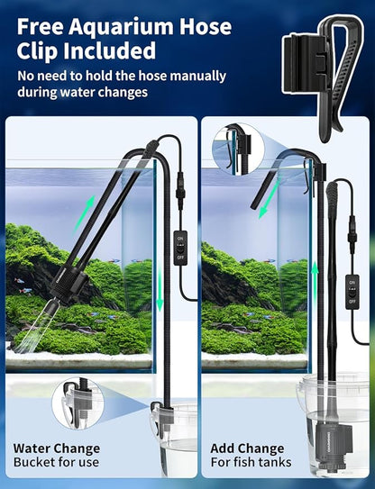 Gravel Vacuum for Aquarium, 6 in 1 Fish Tank Cleaner Tool Kit Electric Vacuum - Image 5
