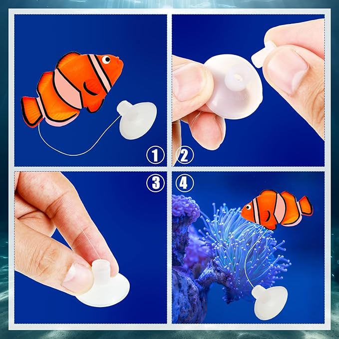 Weewooday 7 Pieces Artificial Fish Colorful Fake Fish Glowing Effect Aquarium - Image 5