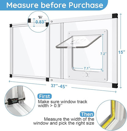 Extra Wide Sliding Cat Door for Window, Fits 37"-45" Width Window, 1-Min - Image 4