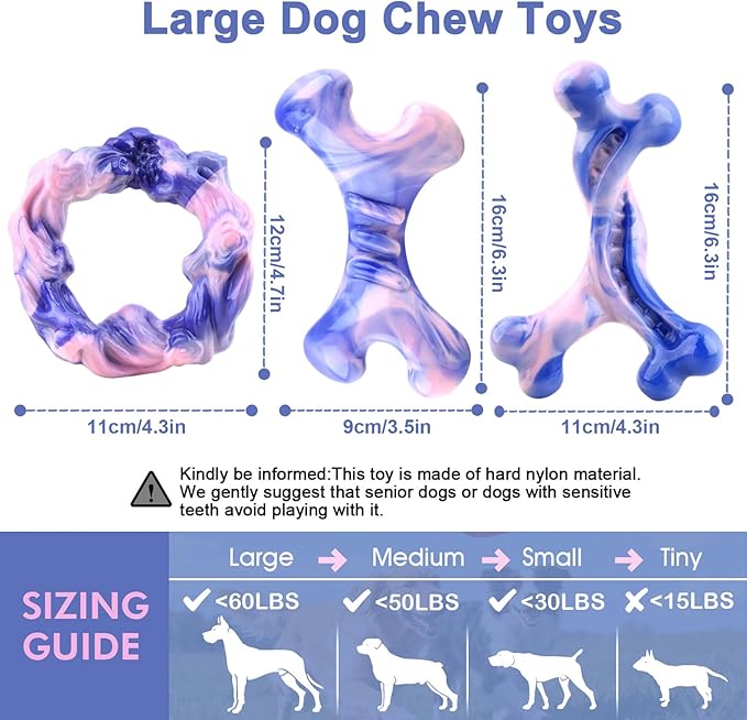 Rensh 3-Pack Tough Dog Chew Toys - Image 2