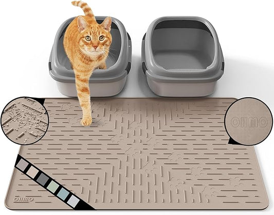 OHMO Cat Litter Mat Large Trapping Mat Premium Silicone Rubber 31.5x23.6 by OHMO